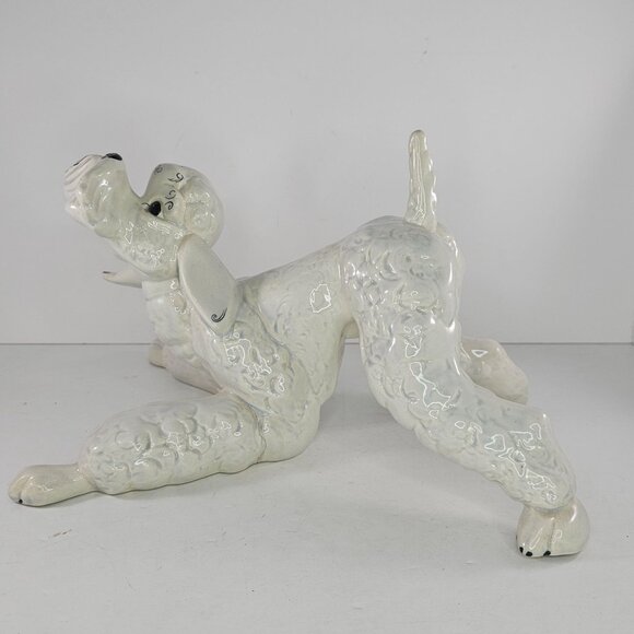 Kay Finch California Pottery Large Playful Crouching Poodle Dog Figurine *Repair - Picture 1 of 15